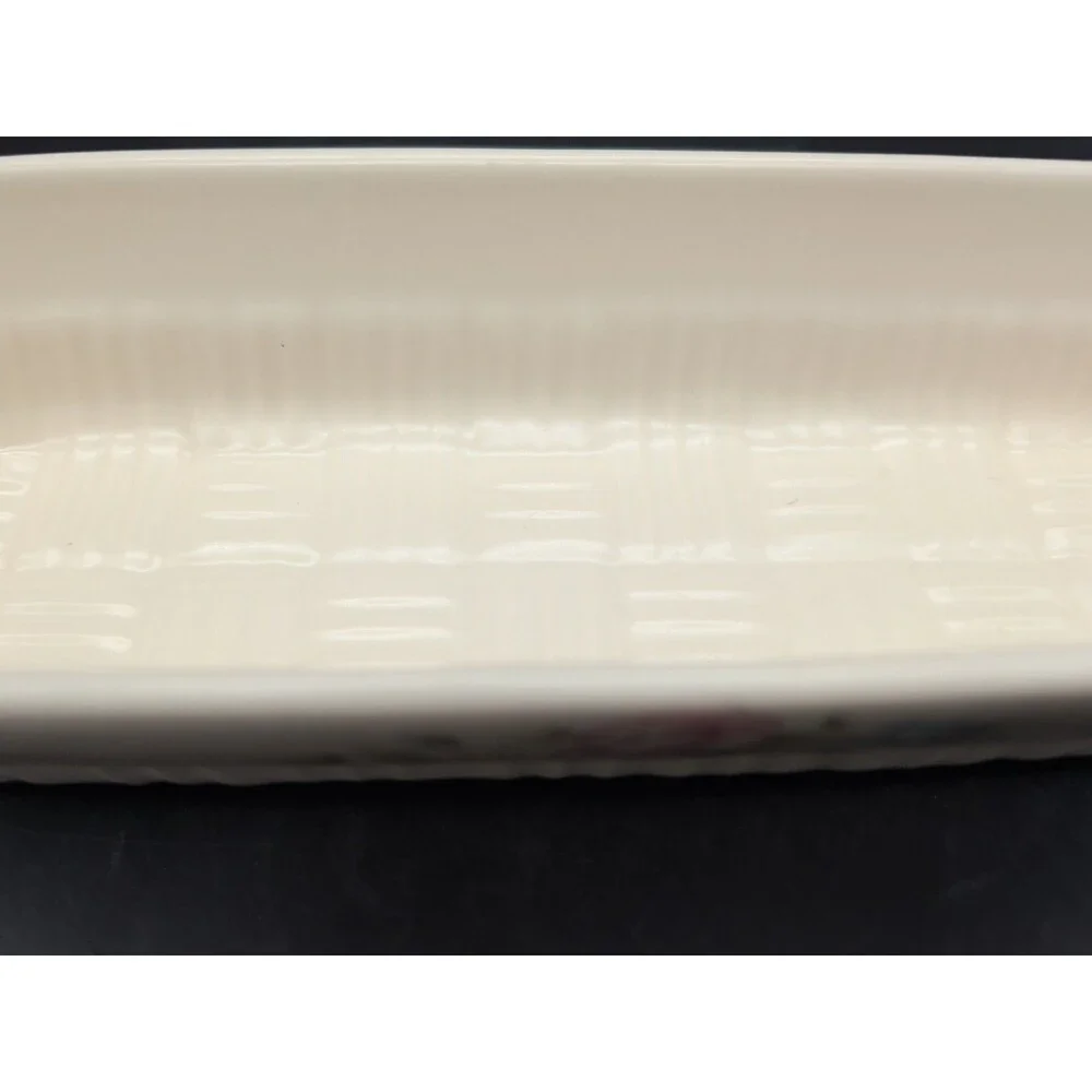 Pfaltzgraff Tea Rose Cracker Tray 13x4 Basket Weave Stoneware